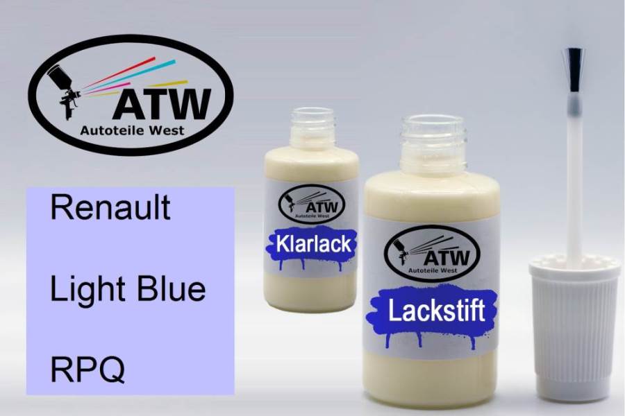 Renault, Light Blue, RPQ: 20ml Lackstift + 20ml Klarlack - Set, von ATW Autoteile West.